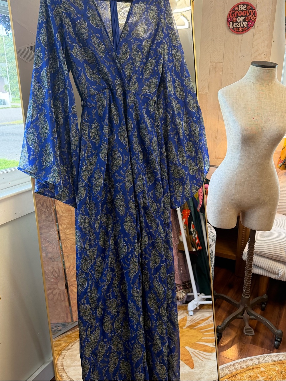 Miss Guided Paisley Blue Sheer Maxi Jumpsuit